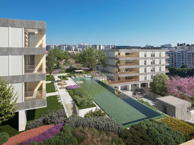 Apartment 1 bedrooms new Carnaxide Oeiras - alarm, swimming pool, store room, gardens, air conditioning, balcony, solar panels, garden, equipped, playground, balconies