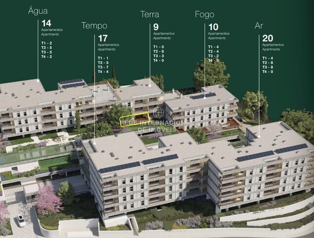 апартаменты T2 новые Carnaxide Oeiras - экипирован, сад, система кондиционирования, подсобное помещение, сигнализация, терраса, бассейн, сады