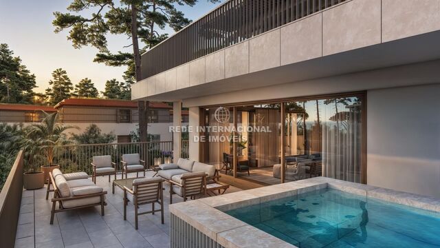 Apartamento de luxo T2 Tróia Carvalhal Grândola - piscina, jardins, ar condicionado, terraços, garagem, ténis, varandas, equipado, painéis solares