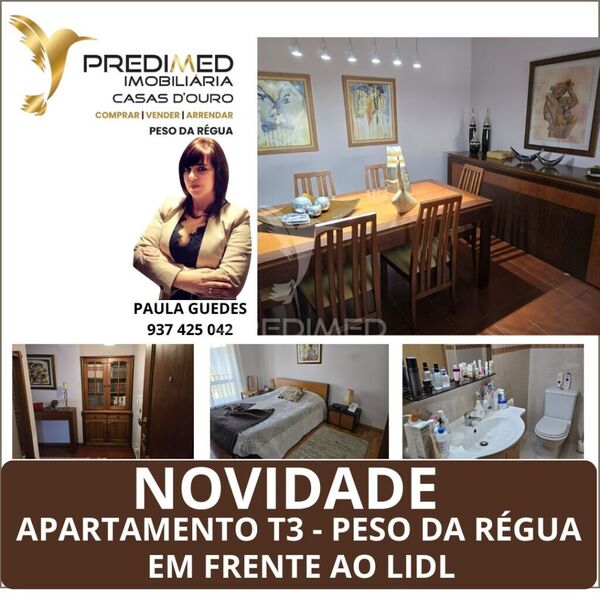 Apartamento em bom estado T3 Peso da Régua - varandas, garagem, marquise