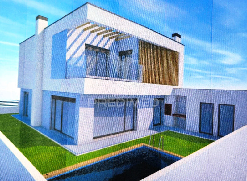 Moradia V4 Isolada em construção Setúbal - varanda, painéis solares, bbq, cozinha equipada, garagem, vidros duplos, parqueamento, piscina, jardim