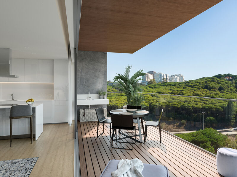 Apartment T2 Duplex Miraflores Algés Oeiras - store room, swimming pool, terrace, garden, balcony, gardens, playground, balconies