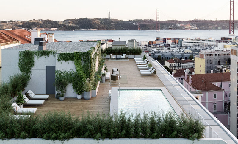 апартаменты T2+1 новые Estrela Lapa Lisboa - зеленые зоны, двойные стекла, бассейн, система кондиционирования