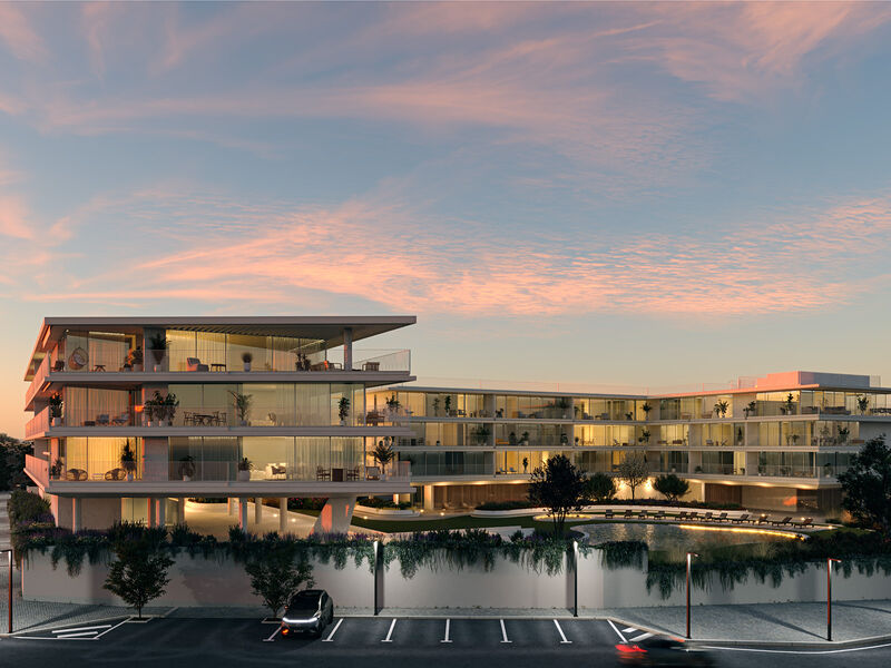 апартаменты T1 с видом на море Vilamoura Quarteira Loulé - веранды, веранда, бассейн, частный кондоминиум, видеонаблюдение, сады, экипирован, вид на море, гараж