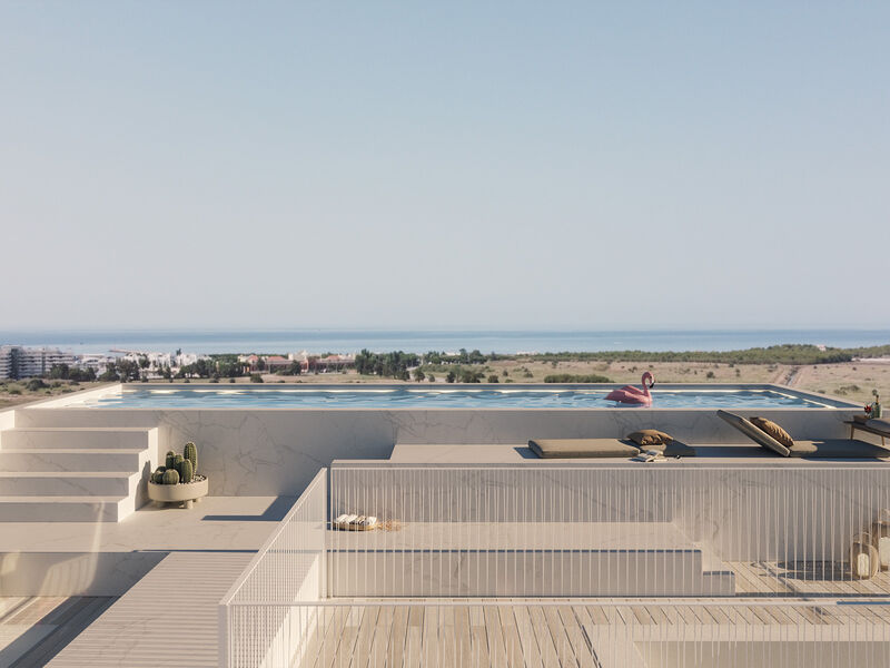 Apartamento T1 com vista mar Vilamoura Quarteira Loulé - equipado, condomínio privado, videovigilância, jardins, vista mar, garagem, varandas, piscina