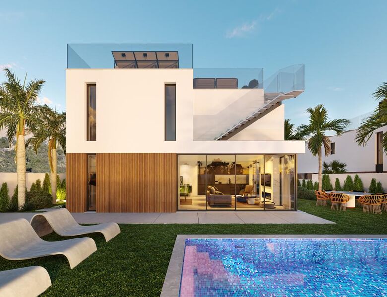 Moradia V4 Isolada Albufeira - cozinha equipada, terraço, piso radiante, painéis solares, ar condicionado, piscina