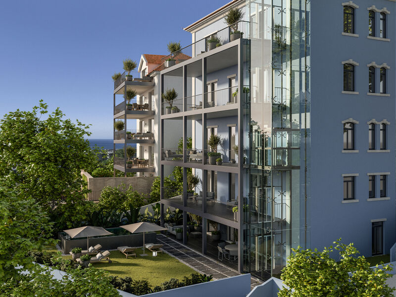 Apartment T2 Monte Estoril Cascais - balconies, sea view, balcony, parking space, garage, garden, swimming pool