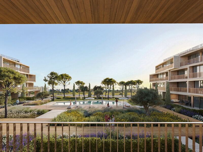 апартаменты T3 Vilamoura Quarteira Loulé - тенис, закрытый кондоминиум, бассейн, терраса, экипирован, гараж, сад