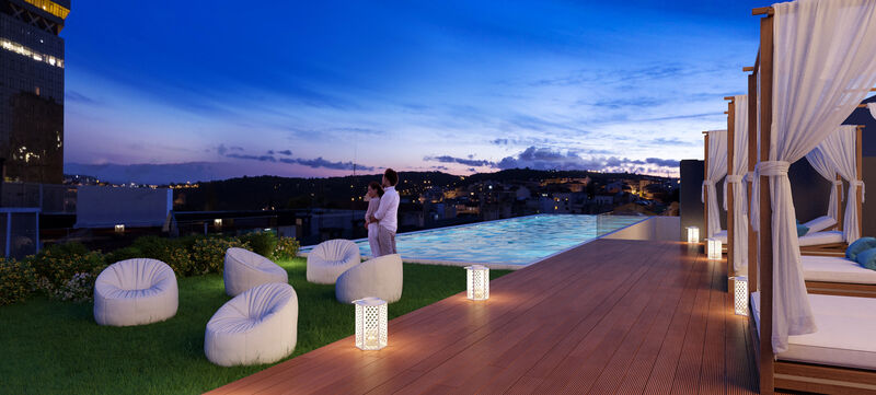 Apartamento de luxo no centro T2+1 Amoreiras Santa Isabel Lisboa - terraço, jardim, varandas, piscina, equipado