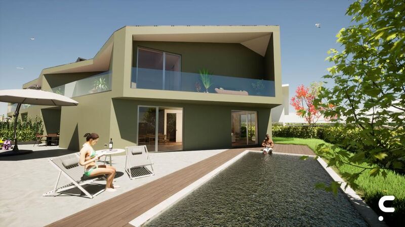 Moradia de luxo V4 Canidelo Vila Nova de Gaia - terraços, garagem, piso radiante, piscina, condomínio privado, varandas, bbq