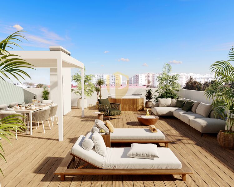 Apartment T3 Luxury under construction Faro - air conditioning, thermal insulation, swimming pool, barbecue, double glazing, terrace, terraces