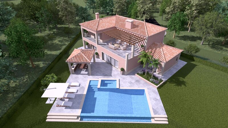 Moradia nova V4 Penina Alvor Portimão - terraços, piso radiante, garagem, lareira, varandas, piscina, ar condicionado