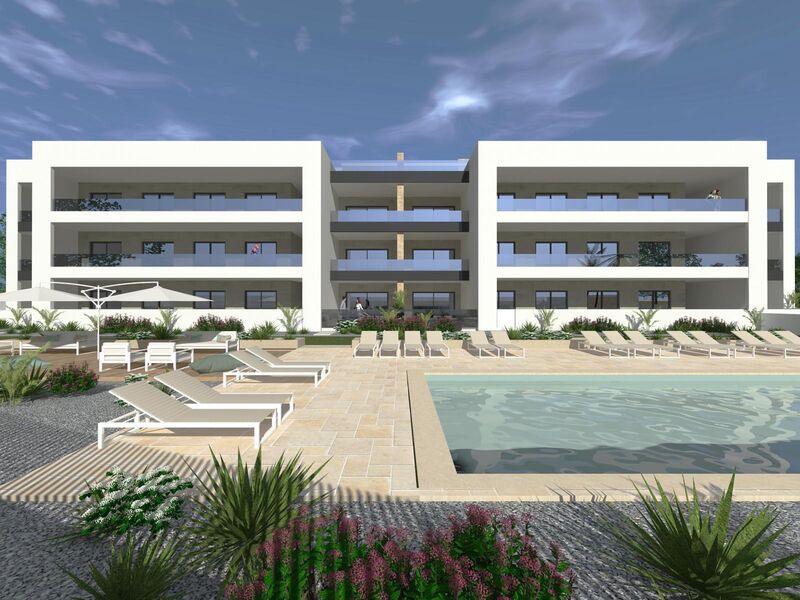 Apartamento novo T1 Má Partilha Alvor Portimão - varanda, lugar de garagem, piscina, jardim