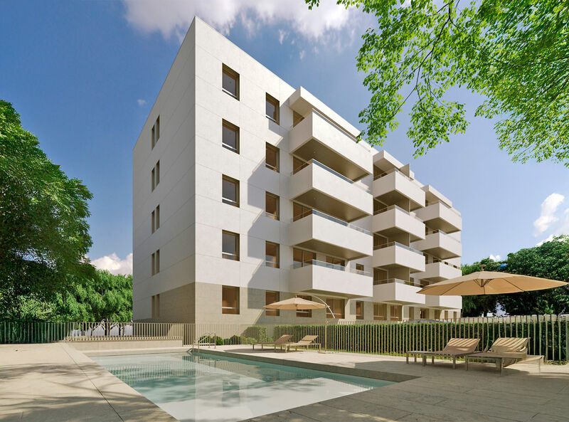 Apartamento T2 Moderno em construção Bombeiros Portimão - varanda, equipado, isolamento térmico, ar condicionado, piscina