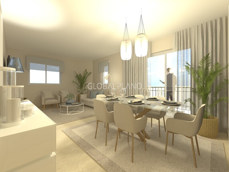 Apartamento novo no centro T1 Lagos Santa Maria - varanda, ar condicionado, arrecadação