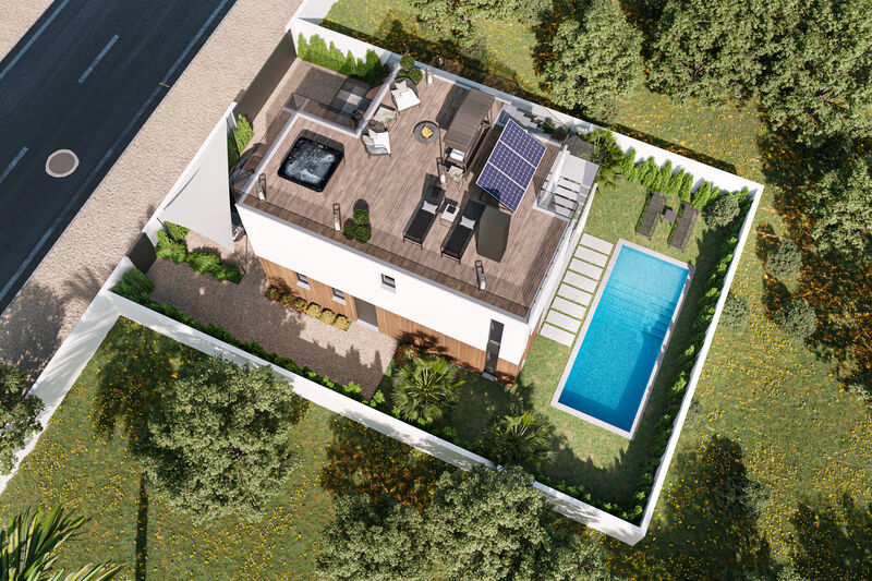 Moradia V3 nova Marina de Albufeira - piscina, lareira, terraço, varanda, isolamento térmico, isolamento acústico, aquecimento central, ar condicionado, cozinha equipada, jardim, bbq, equipado