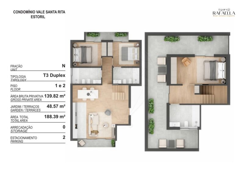 Apartamento Moderno T3 Cascais - ténis, condomínio privado, varandas, ar condicionado